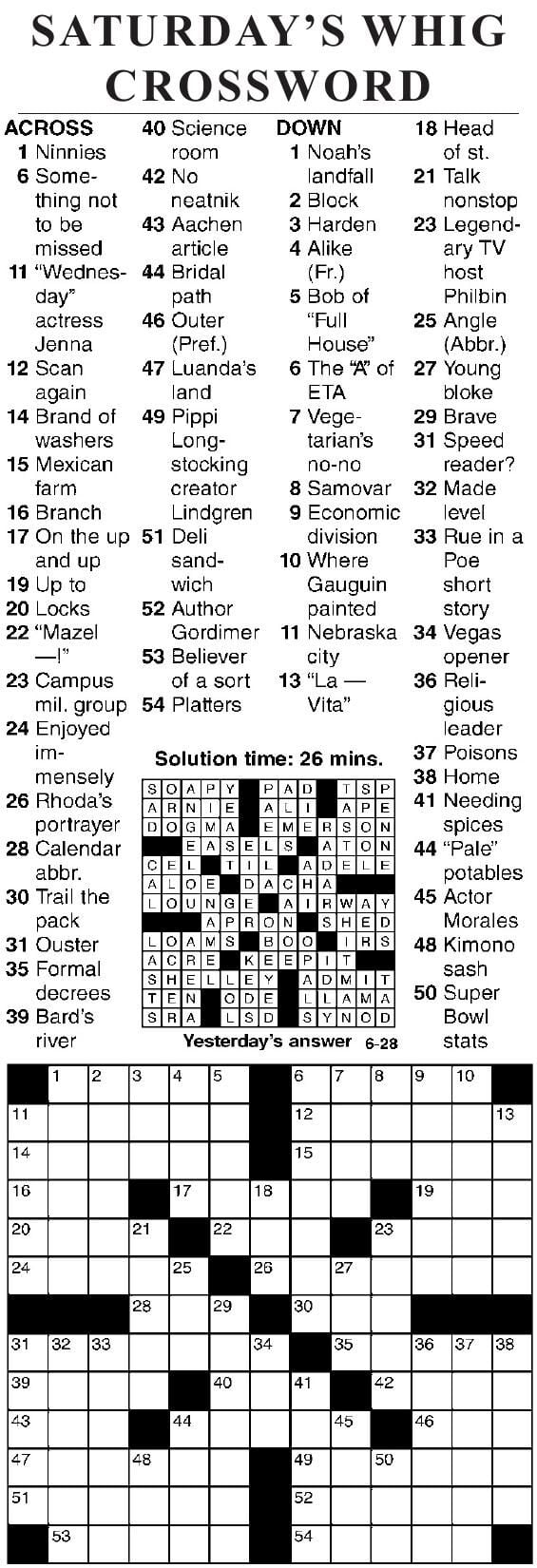 0628 Crossword Crosswords Cecildaily