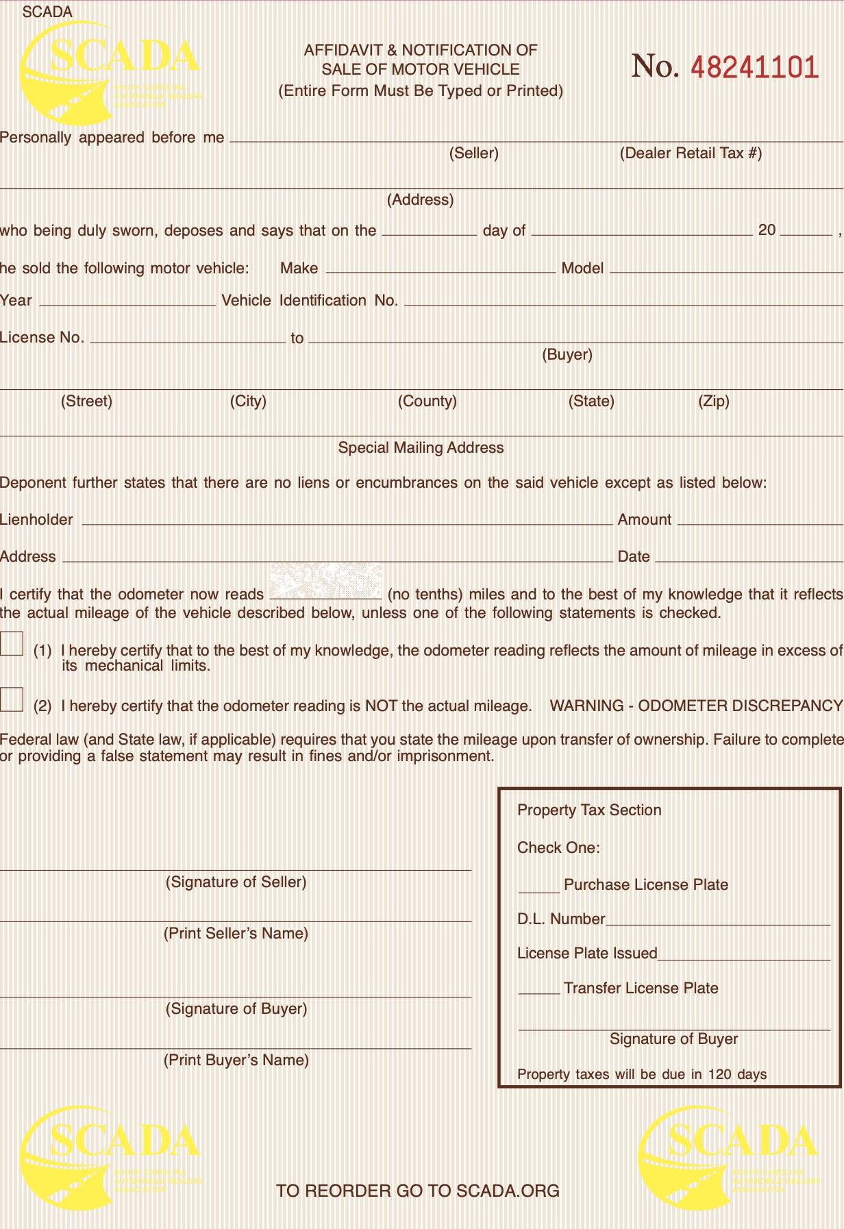 affidavit template south carolina
