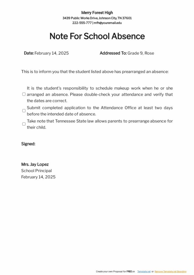 13 School Absence Note Templates In PDF Google Docs Word Pages