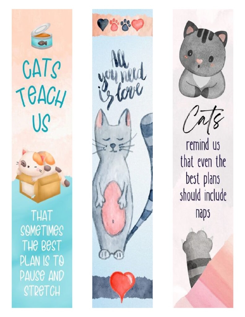 15 Curious Cats Bookmarks Free Printable Marketing Artfully