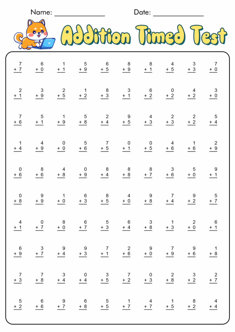 18 1 Minute Timed Addition Worksheets Free PDF At Worksheeto
