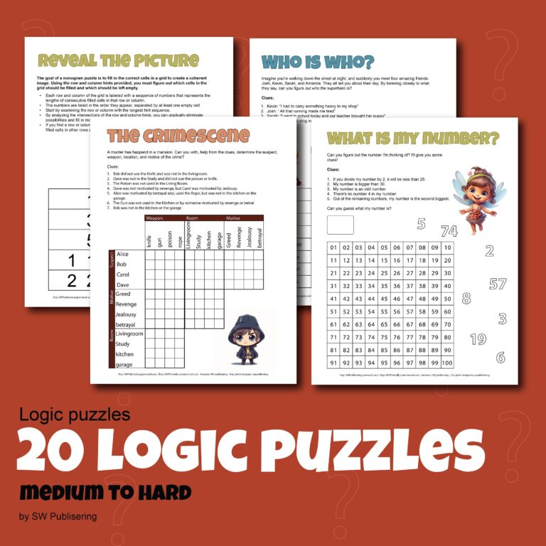 20 LOGIC PUZZLES For Kids Printable Instant Download Pdf In Letter Worksheets Library
