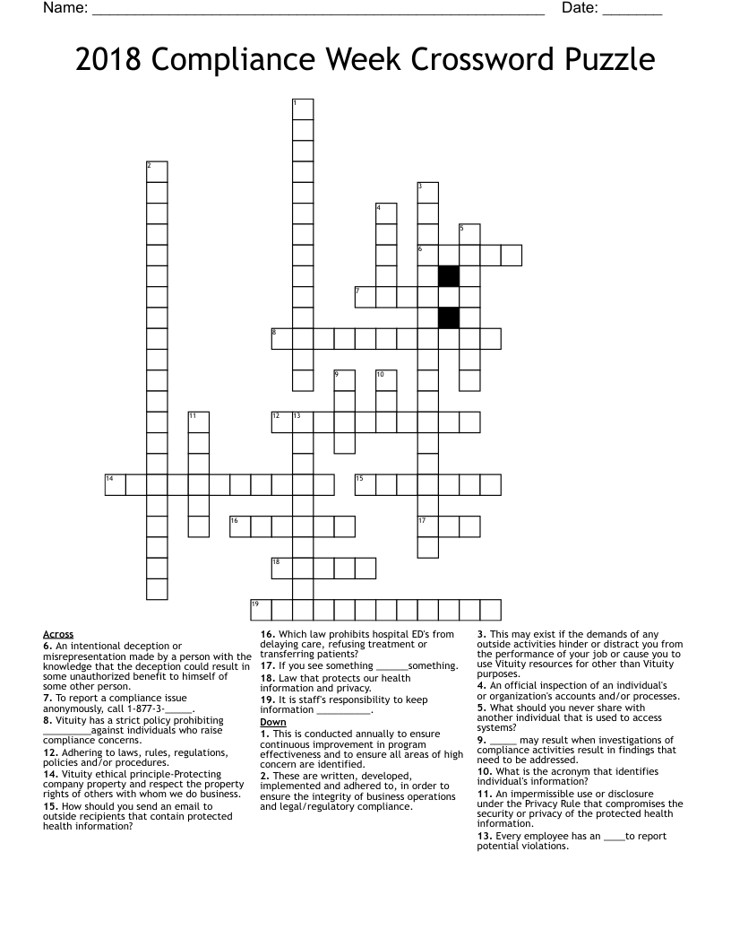 printable crossword puzzles nov 2018