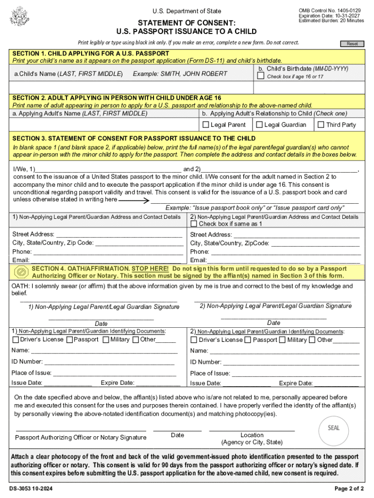 2024 Form DS 3053 Fill Online Printable Fillable Blank PdfFiller 2024 Form DS 3053 Fill Online Printable Fillable Blank PdfFiller