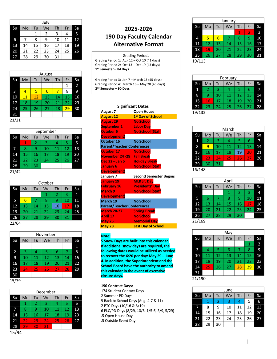 2025 2026 Student Calendar Released