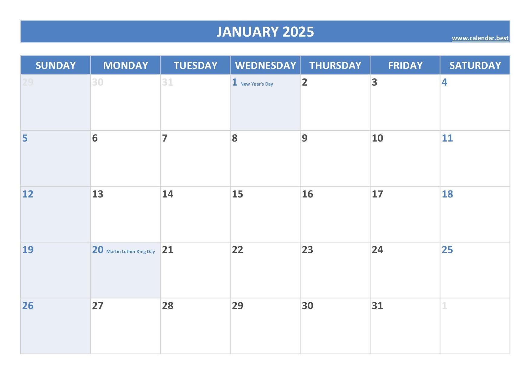 general blue 2025 calendar printable