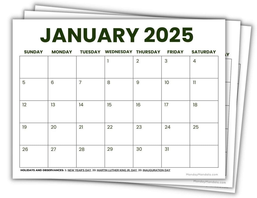 2025 blank 2025 calendar printable
