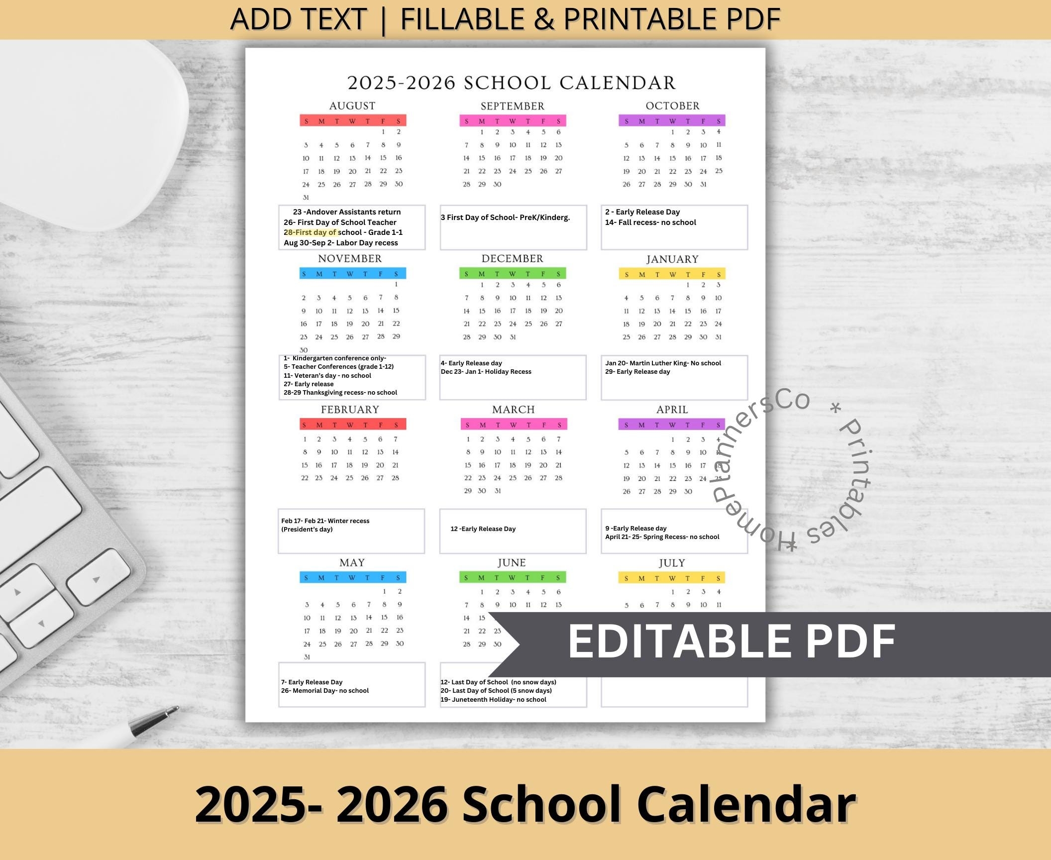 24 25 School Calendar Etsy
