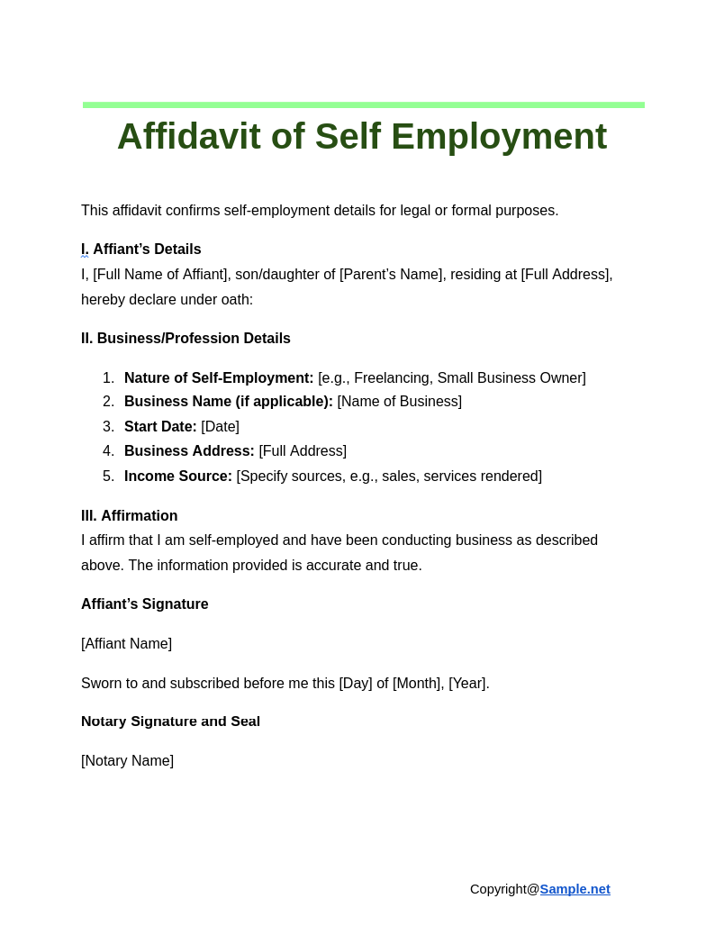 24 FREE Affidavit Of Employment Samples To Download