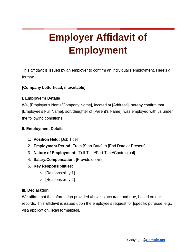 24 FREE Affidavit Of Employment Samples To Download