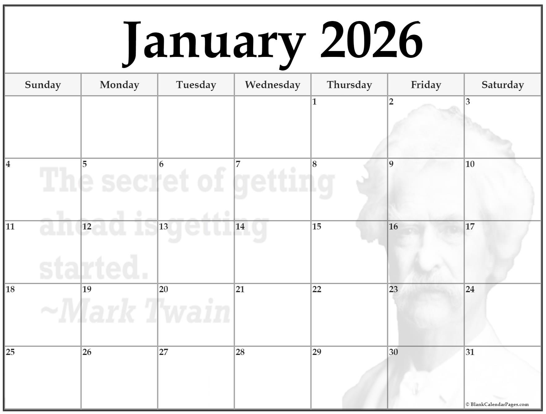 january 2026 blank calendar