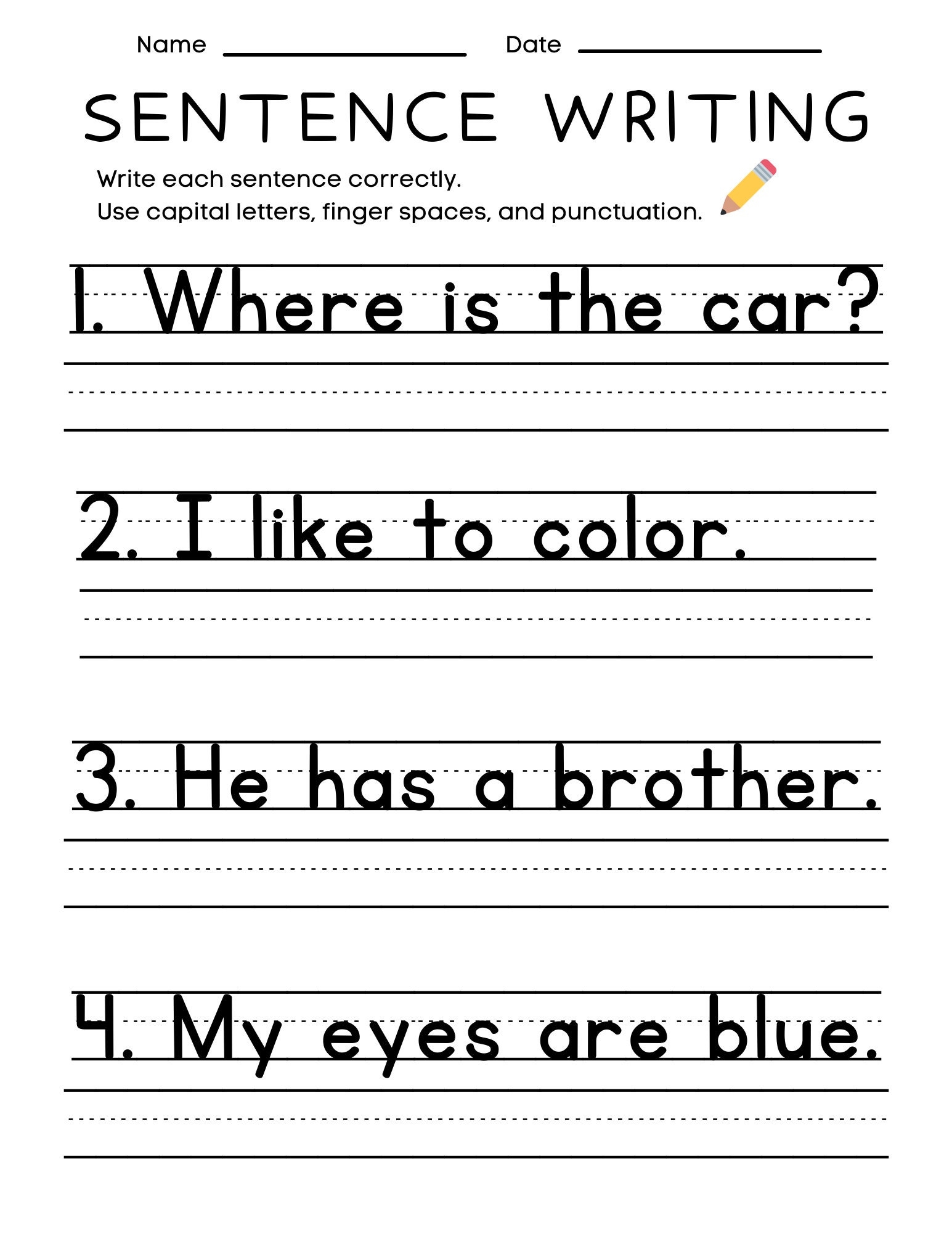 writing worksheets for 3rd grade