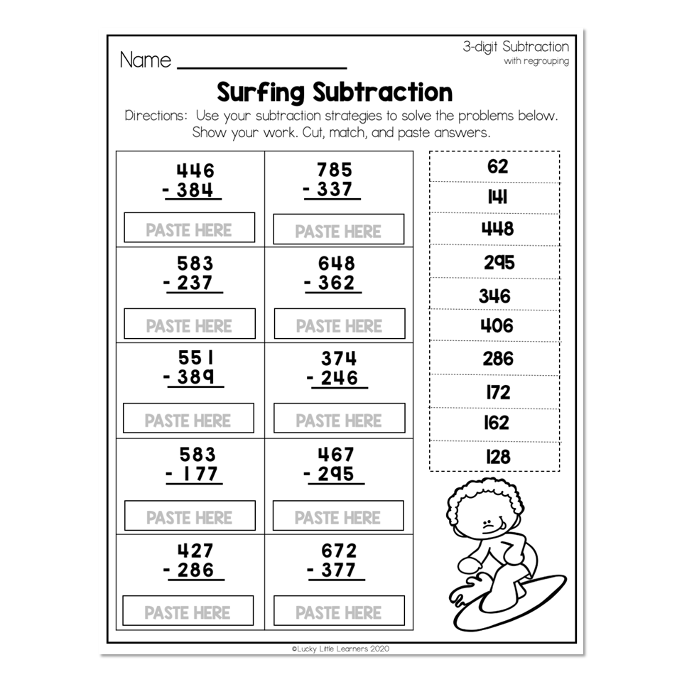 3rd grade subtraction worksheets