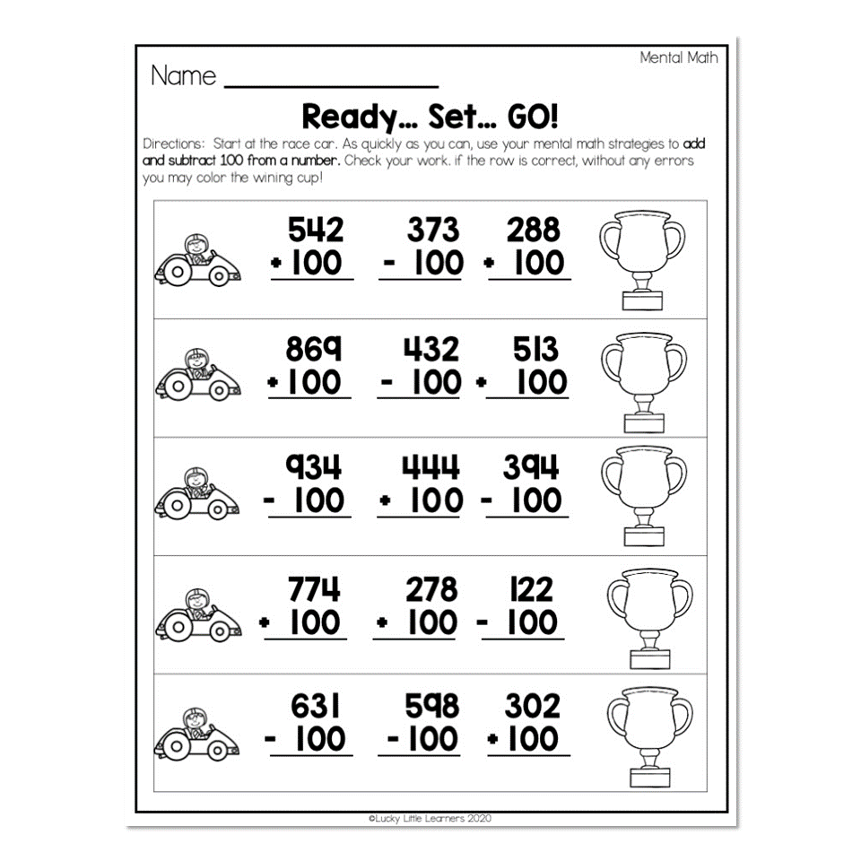 2nd Grade Math Worksheets Place Value Mental Math Ready Set Go Plus Minus One Hundred Lucky Little Learners 2nd Grade Math Worksheets Place Value Mental Math Ready Set Go Plus Minus One Hundred Lucky Little Learners