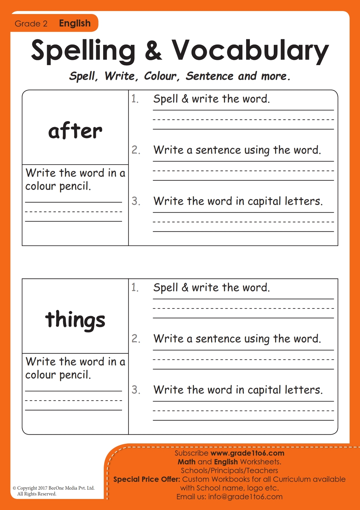 2nd grade english worksheets