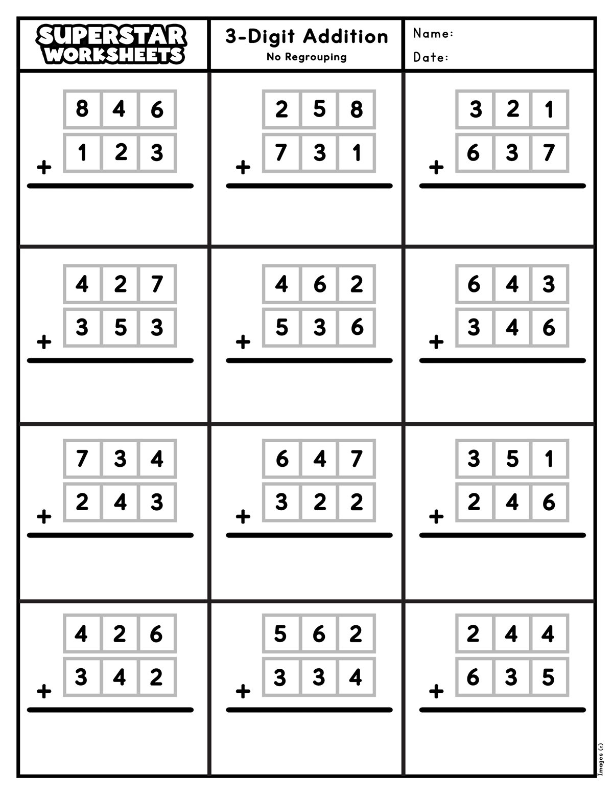 3 Digit Addition Worksheets Superstar Worksheets 3 Digit Addition Worksheets Superstar Worksheets