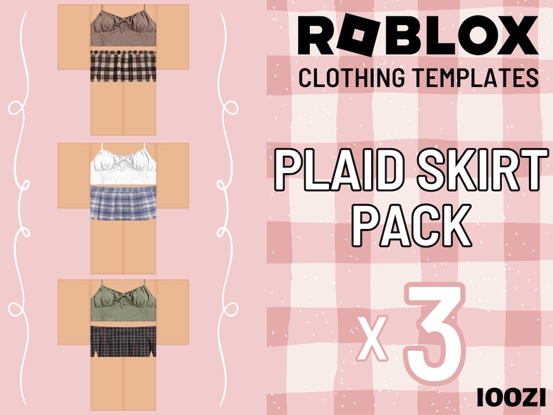 3 Pack Plaid Skirts Roblox Clothing Templates Digital Download Transparent Background Etsy