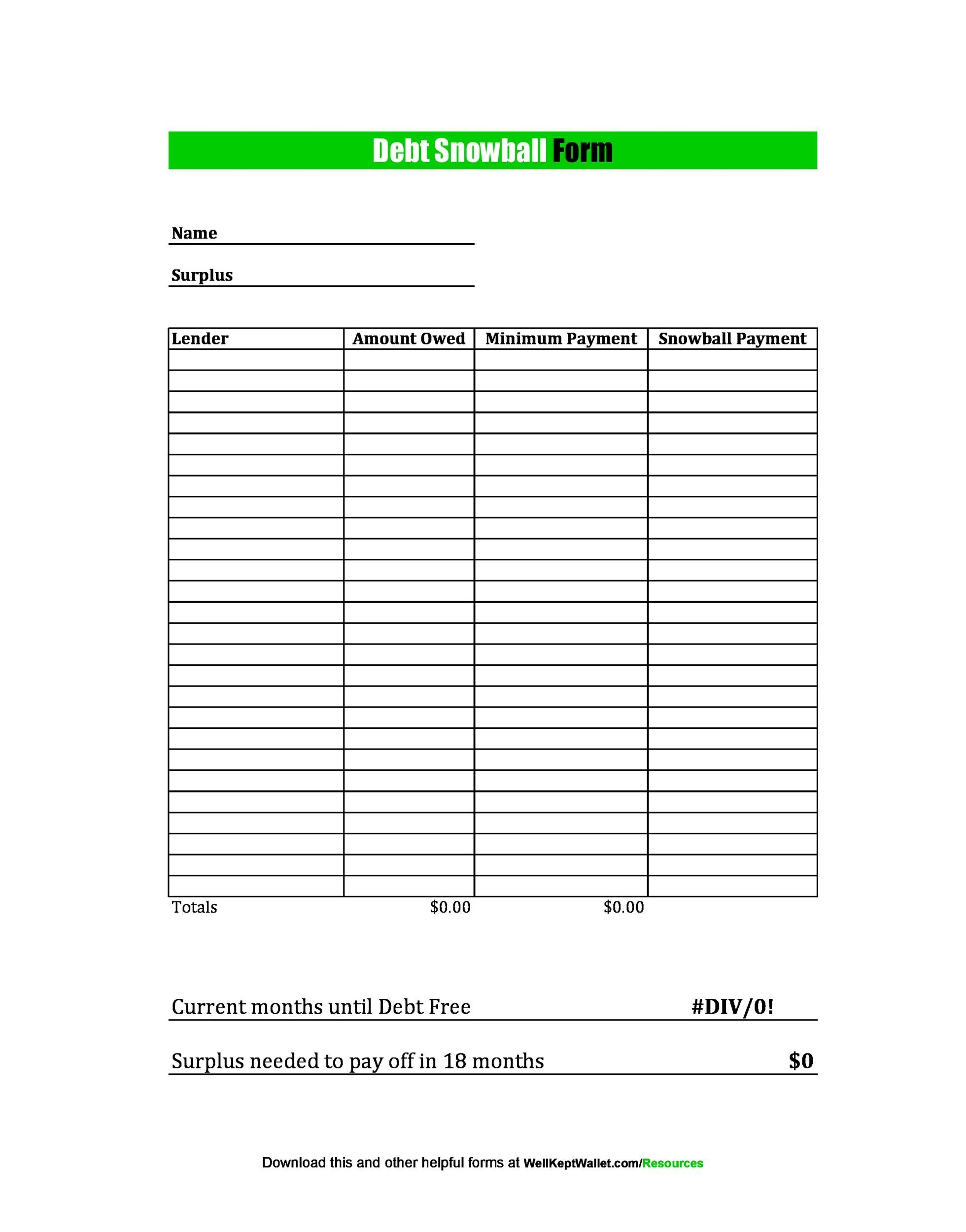 debt snowball worksheet excel
