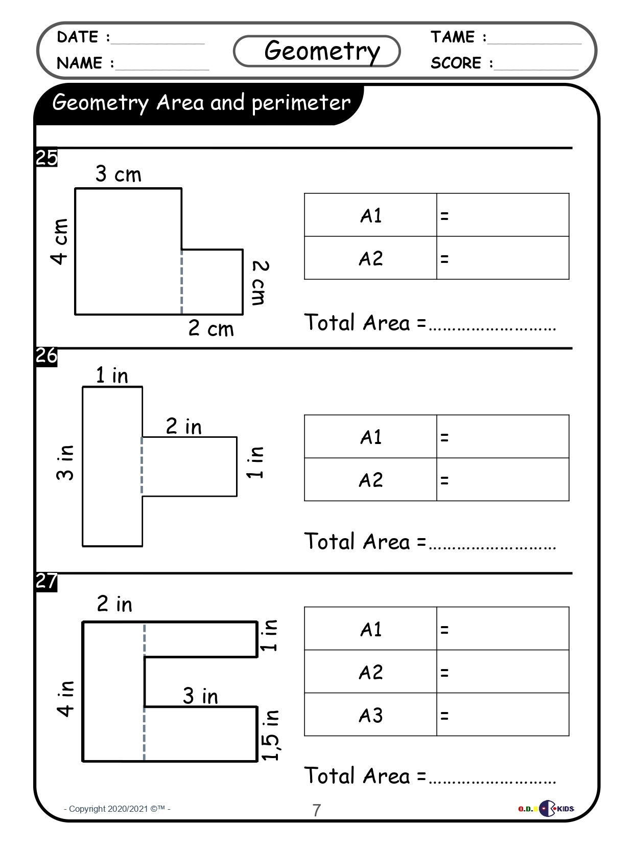 4th grade area and perimeter worksheets