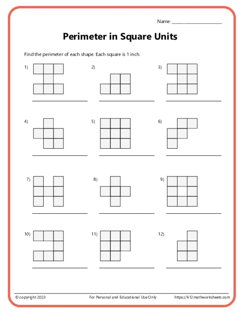 3rd Grade Area And Perimeter Worksheets K12 Math Worksheets