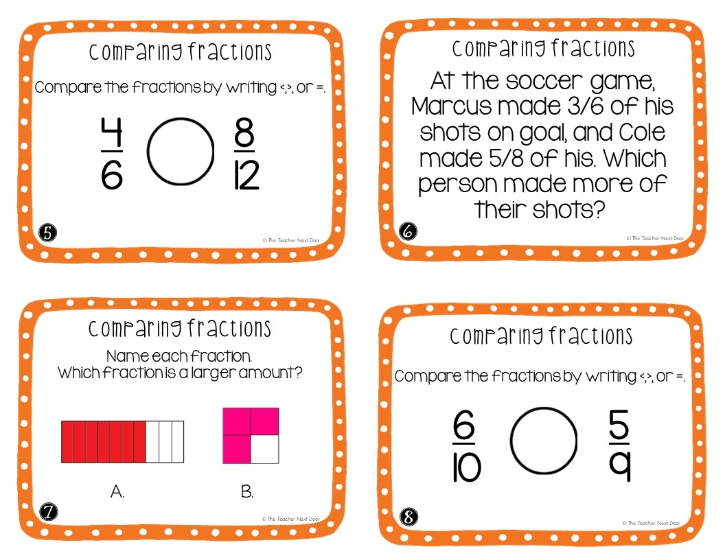 3rd Grade Comparing Fractions Task Cards Comparing Fractions Center The Teacher Next Door 3rd Grade Comparing Fractions Task Cards Comparing Fractions Center The Teacher Next Door