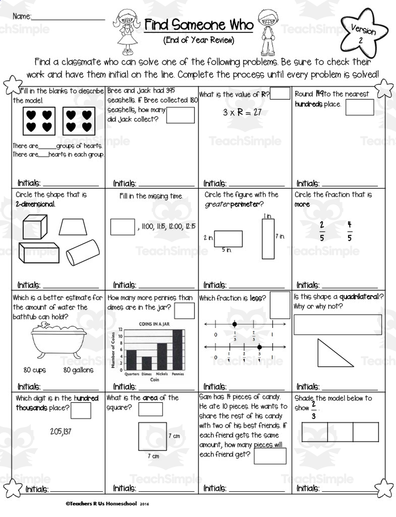 3rd grade review worksheet