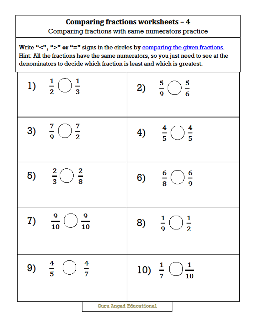 comparing fractions worksheet grade 3 comparing fractions worksheet grade 3