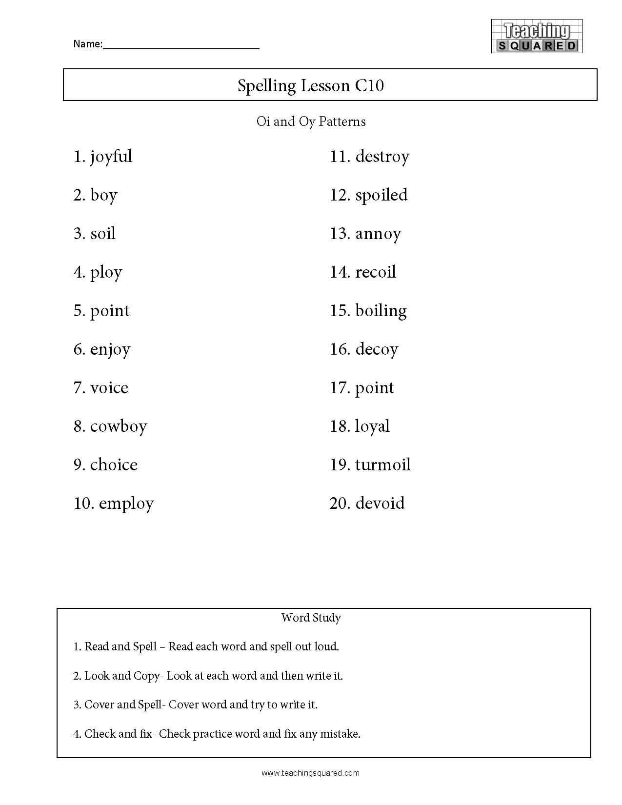 3rd Grade Spelling Lists Teaching Squared