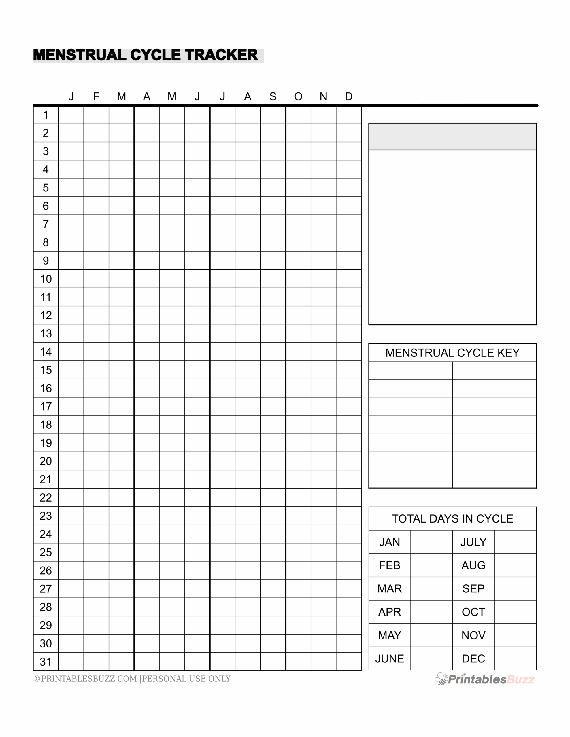 Menstrual Cycle Tracker Calendar