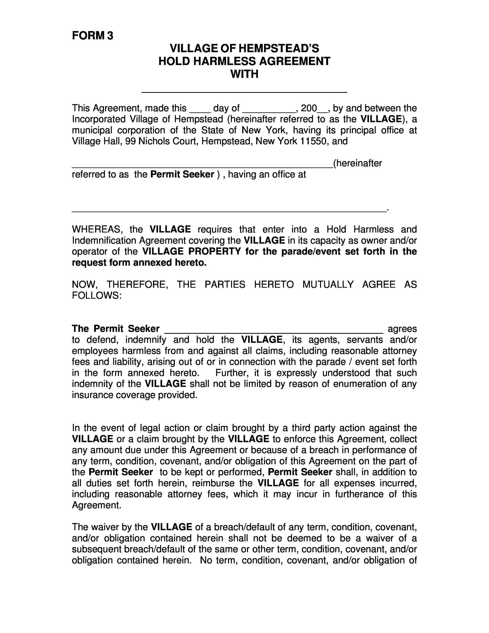 40 Hold Harmless Agreement Templates Free TemplateLab