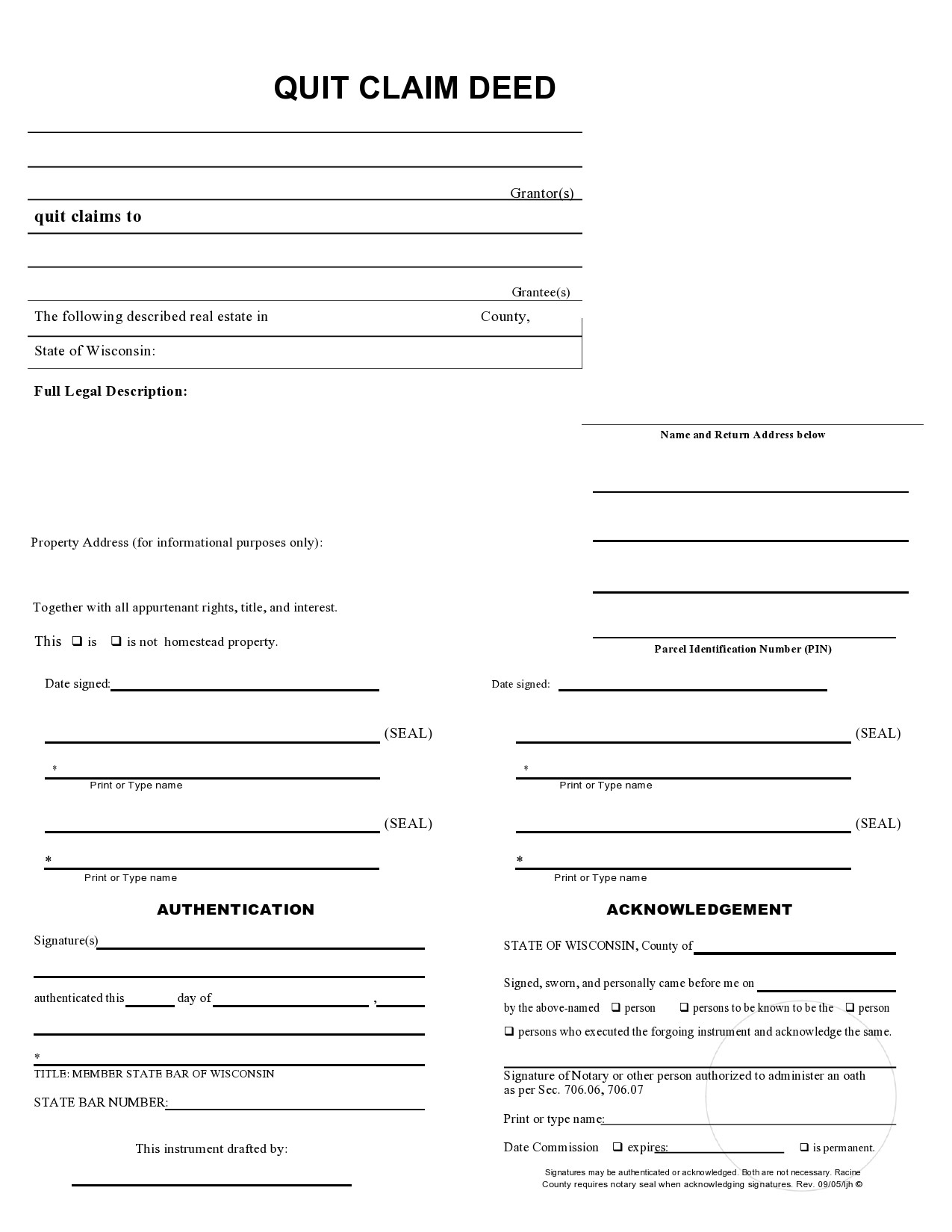 printable quick claim deed form