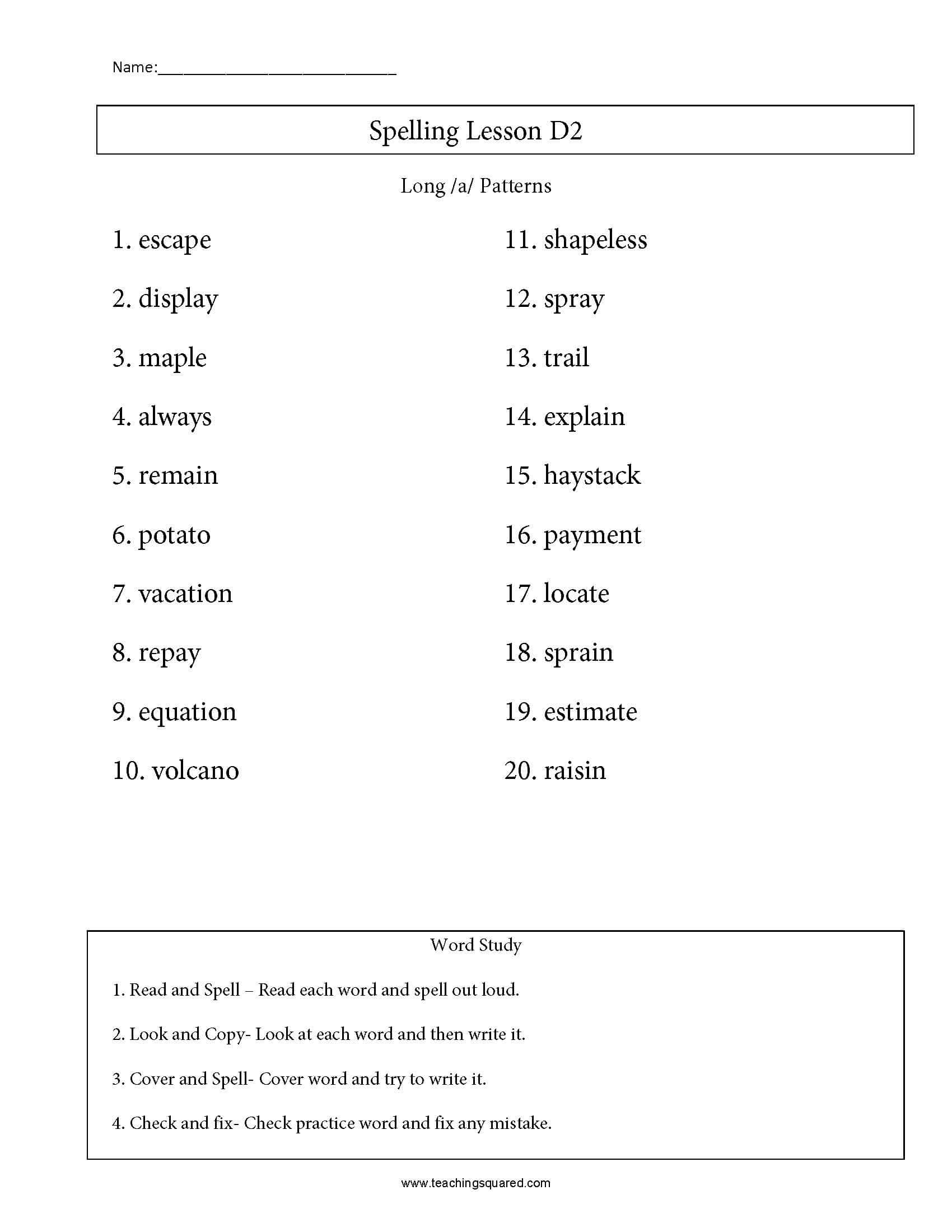 4th Grade Spelling Teaching Squared