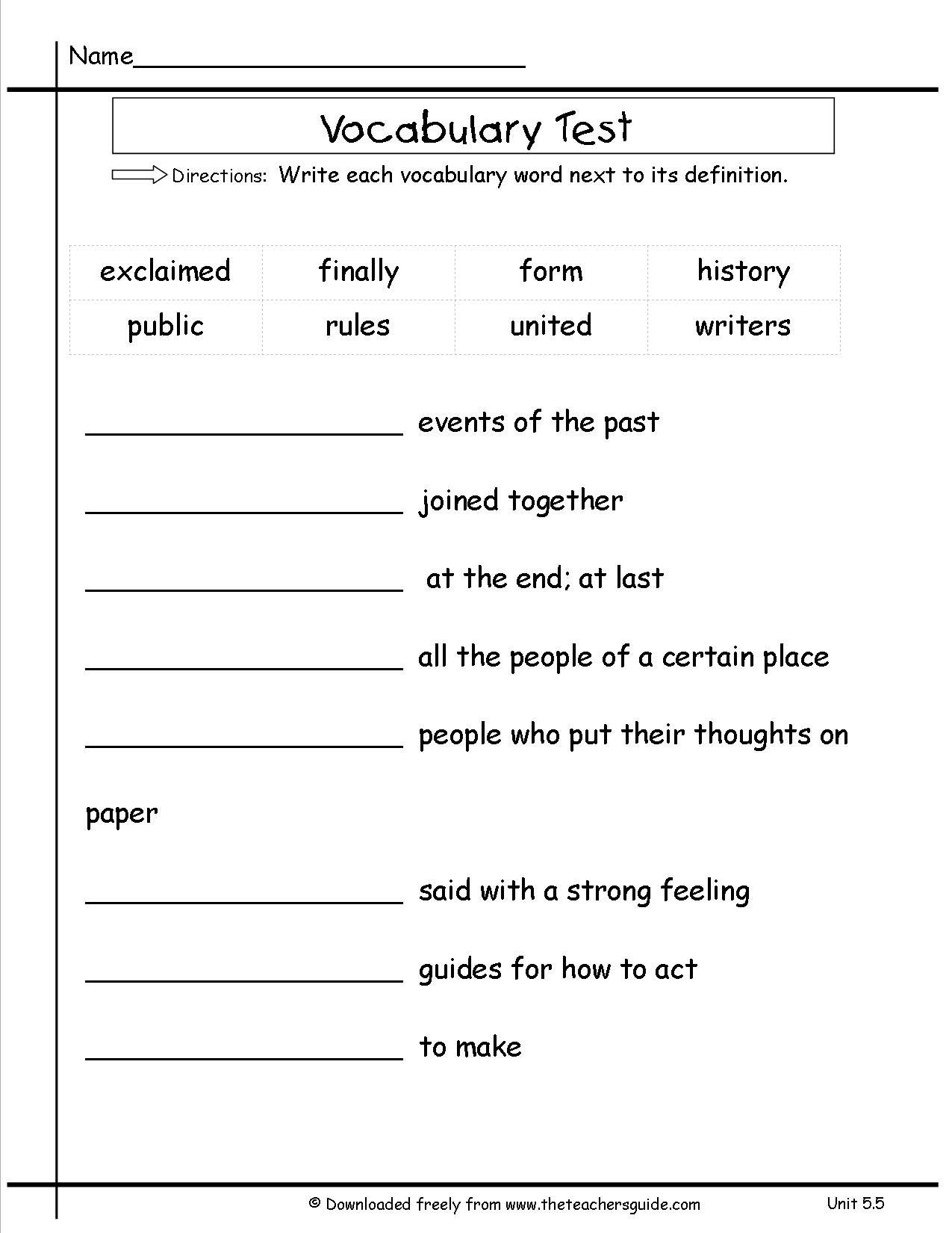 5 Vocabulary Worksheets Second Grade 2 Worksheets Library