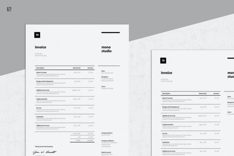 50 Best Invoice Templates For InDesign Illustrator Free Premium Design Shack
