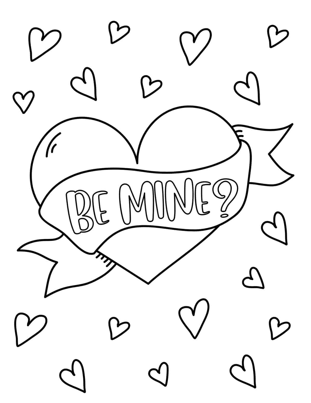 free printable cute valentine coloring pages