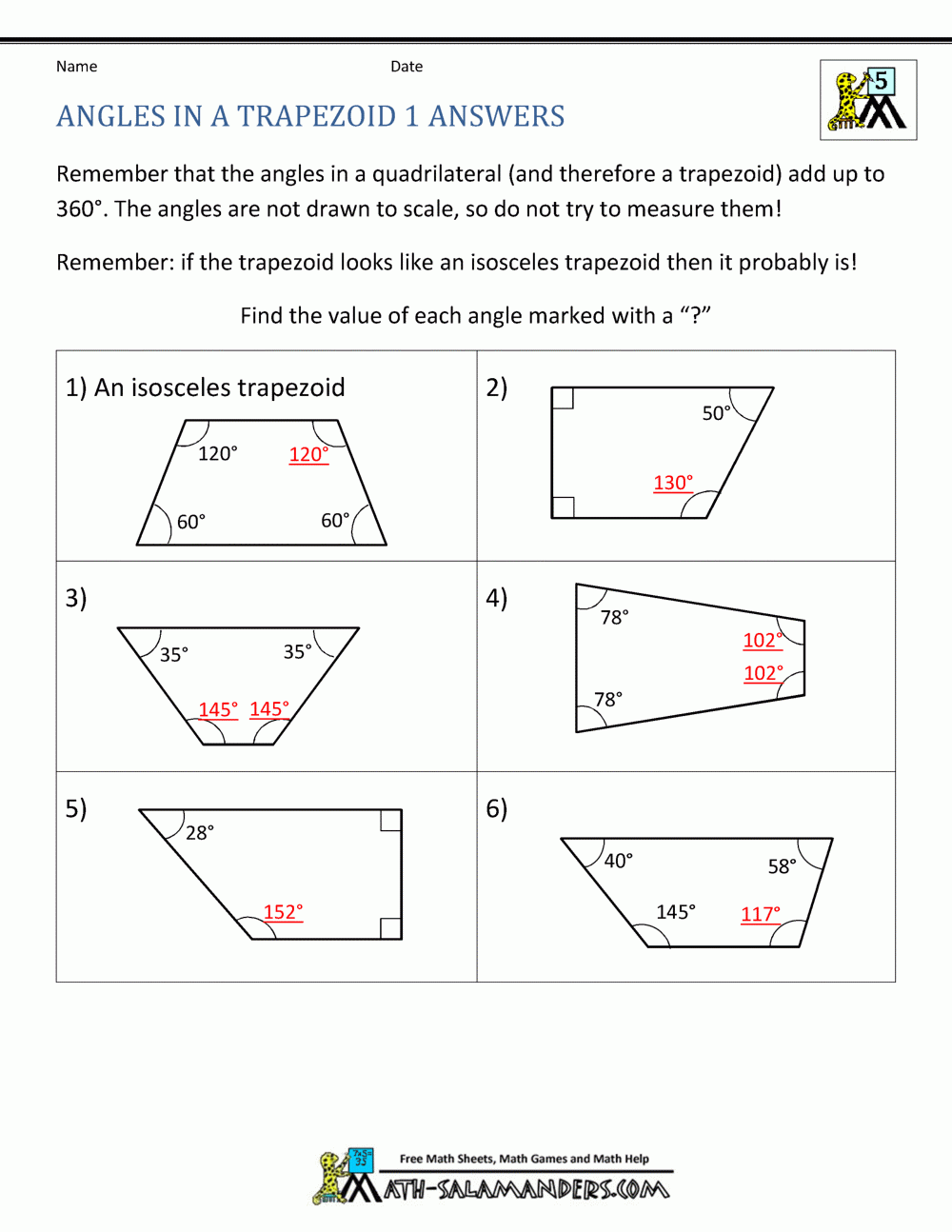 5th grade geometry worksheets