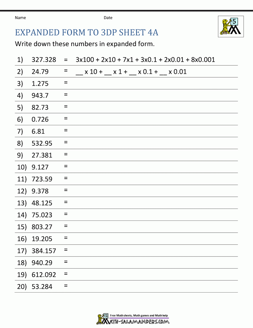 5th Grade Place Value Worksheets 5th Grade Place Value Worksheets