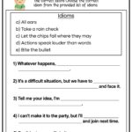 8 Printable fill In The Blanks Idioms English Worksheets Fill In The Blanks With The Correct Idiom ages 4 8 KG1 To Grade 3 Etsy