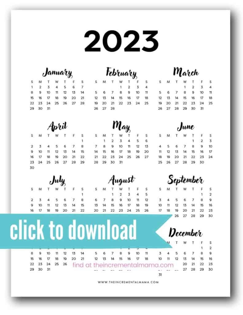 9 Free Printable One Page Calendars For 2023