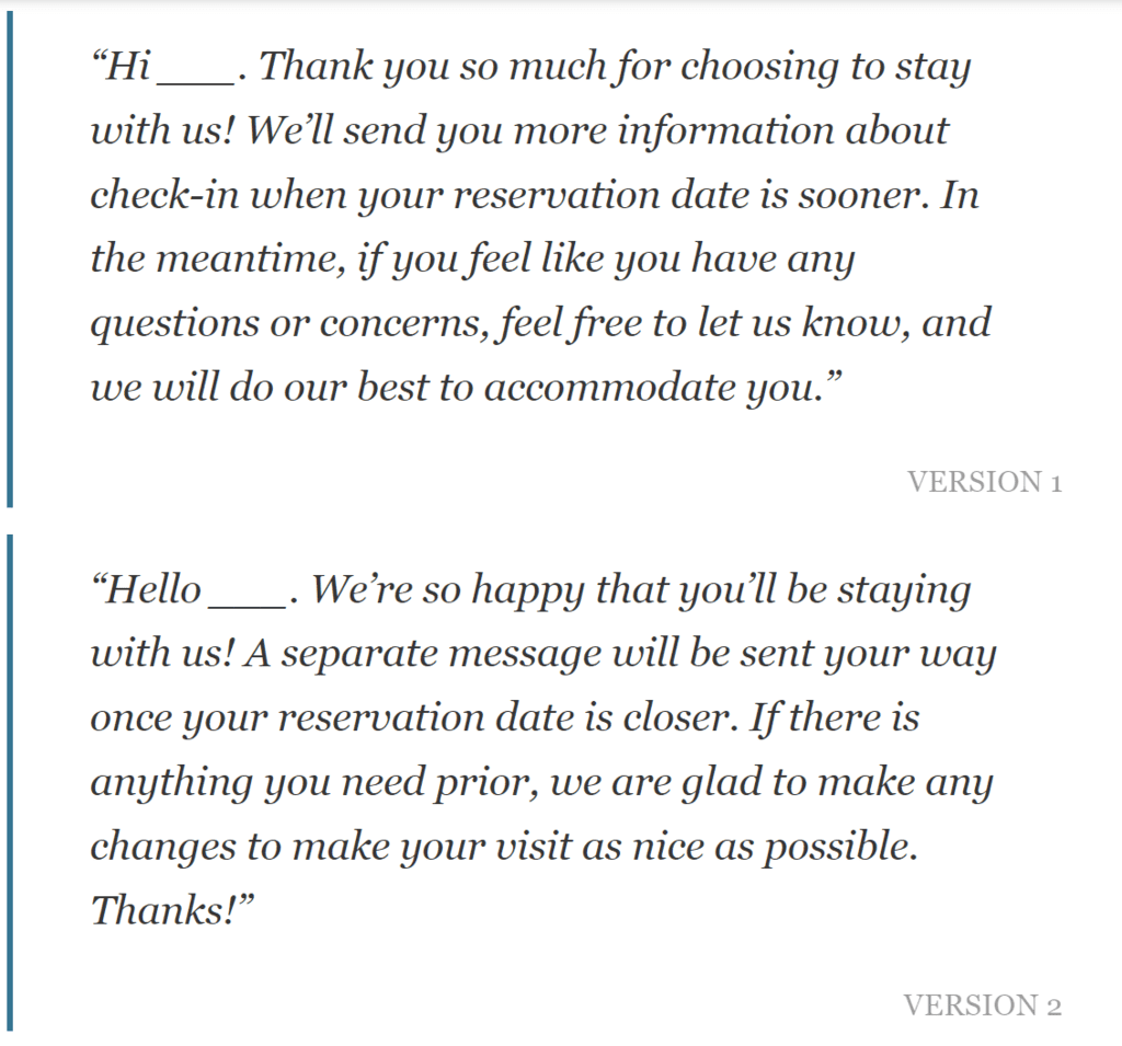 airbnb message template