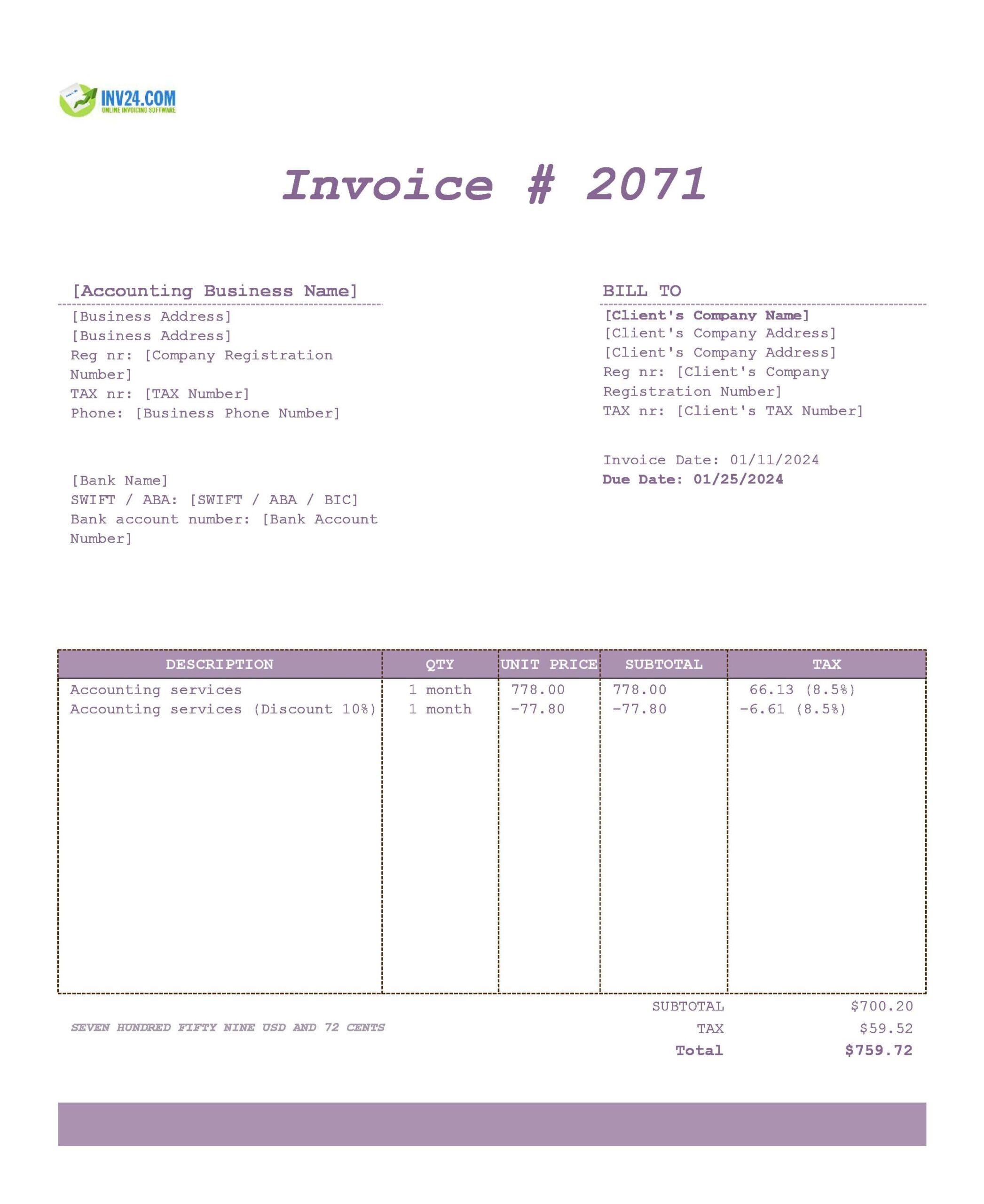 accounting invoice template
