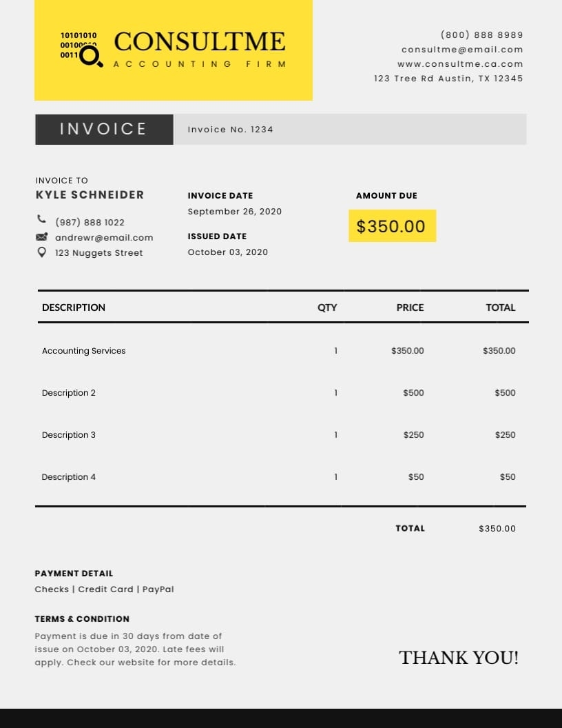 Accounting Services Invoice Template Visme