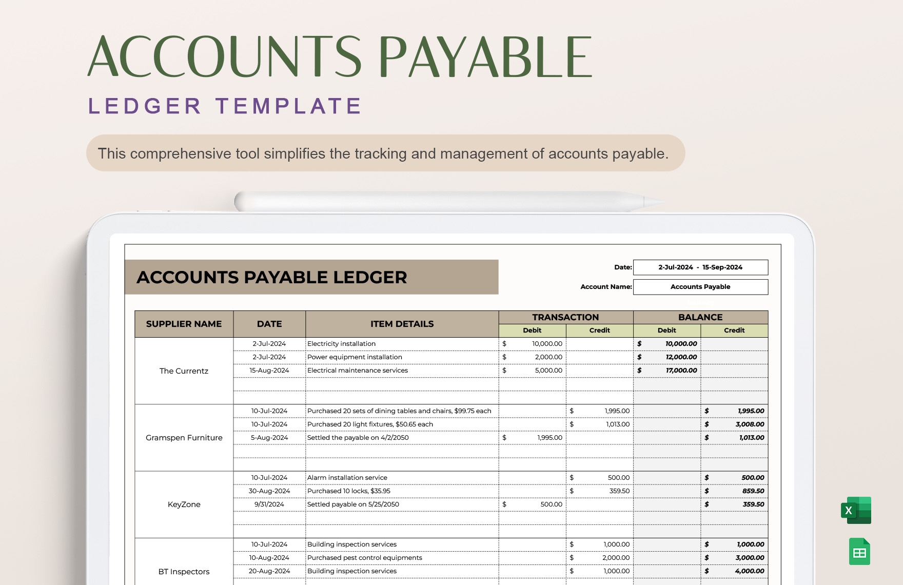 accounts payable template