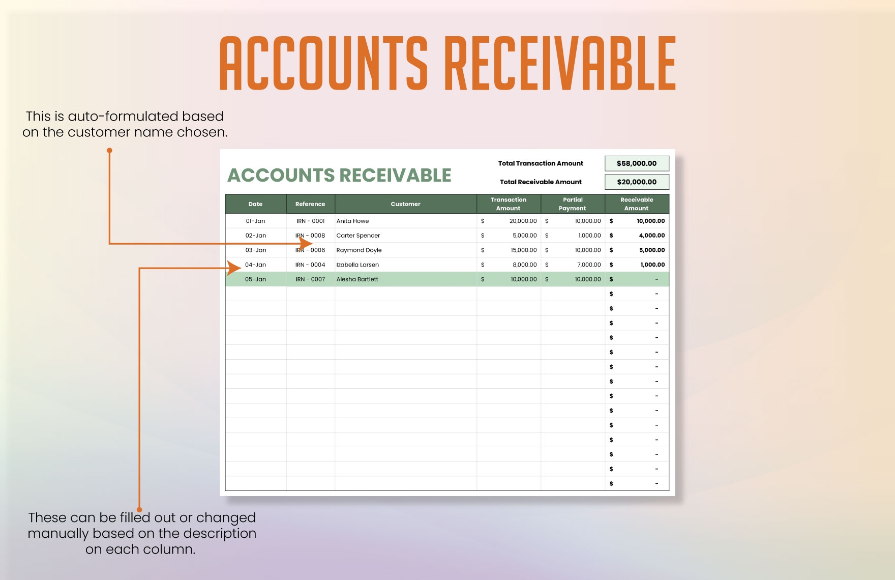 accounts receivable excel template