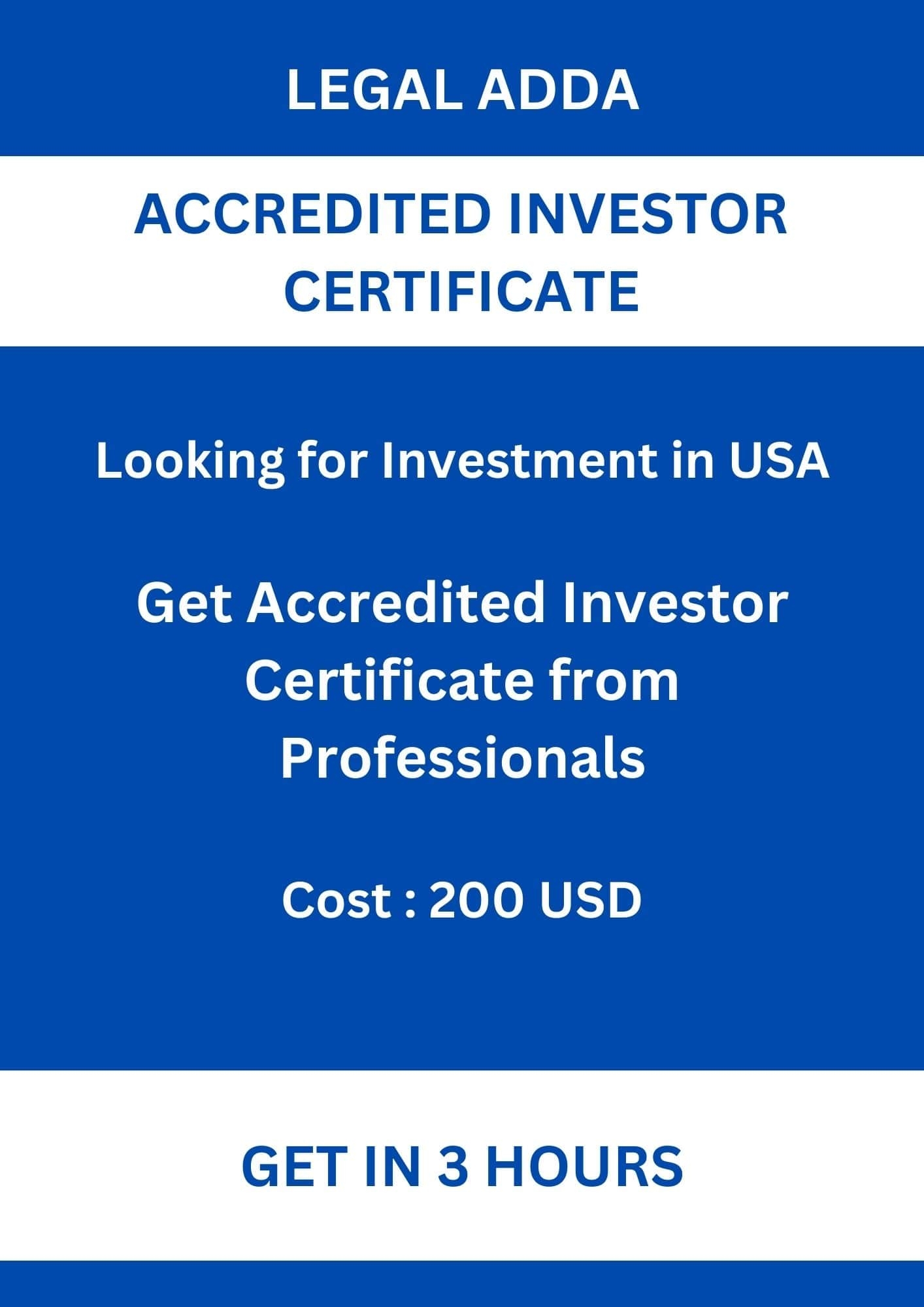 Accredited Investor Certificate Investment Purpose Letter