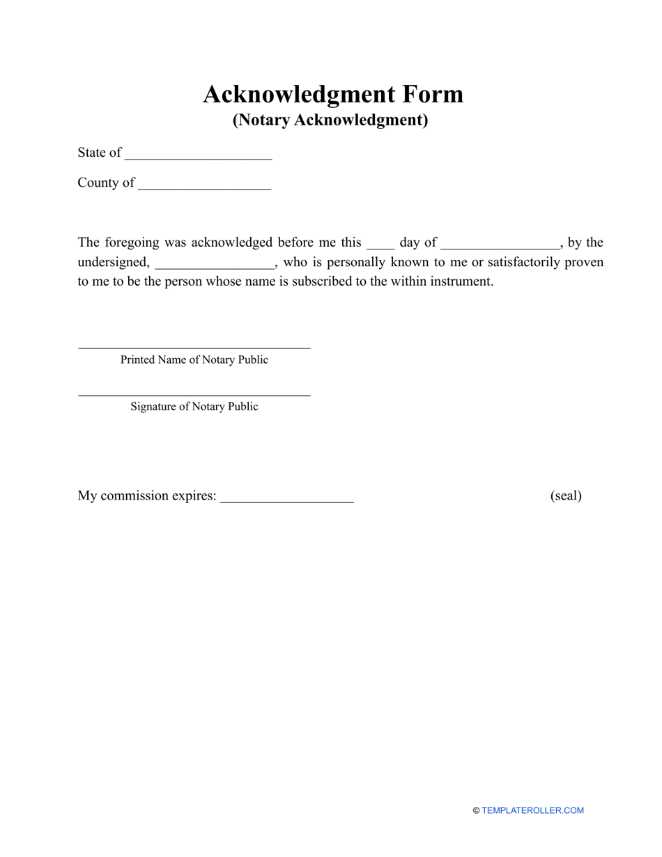 Acknowledgment Form Fill Out Sign Online And Download PDF Templateroller