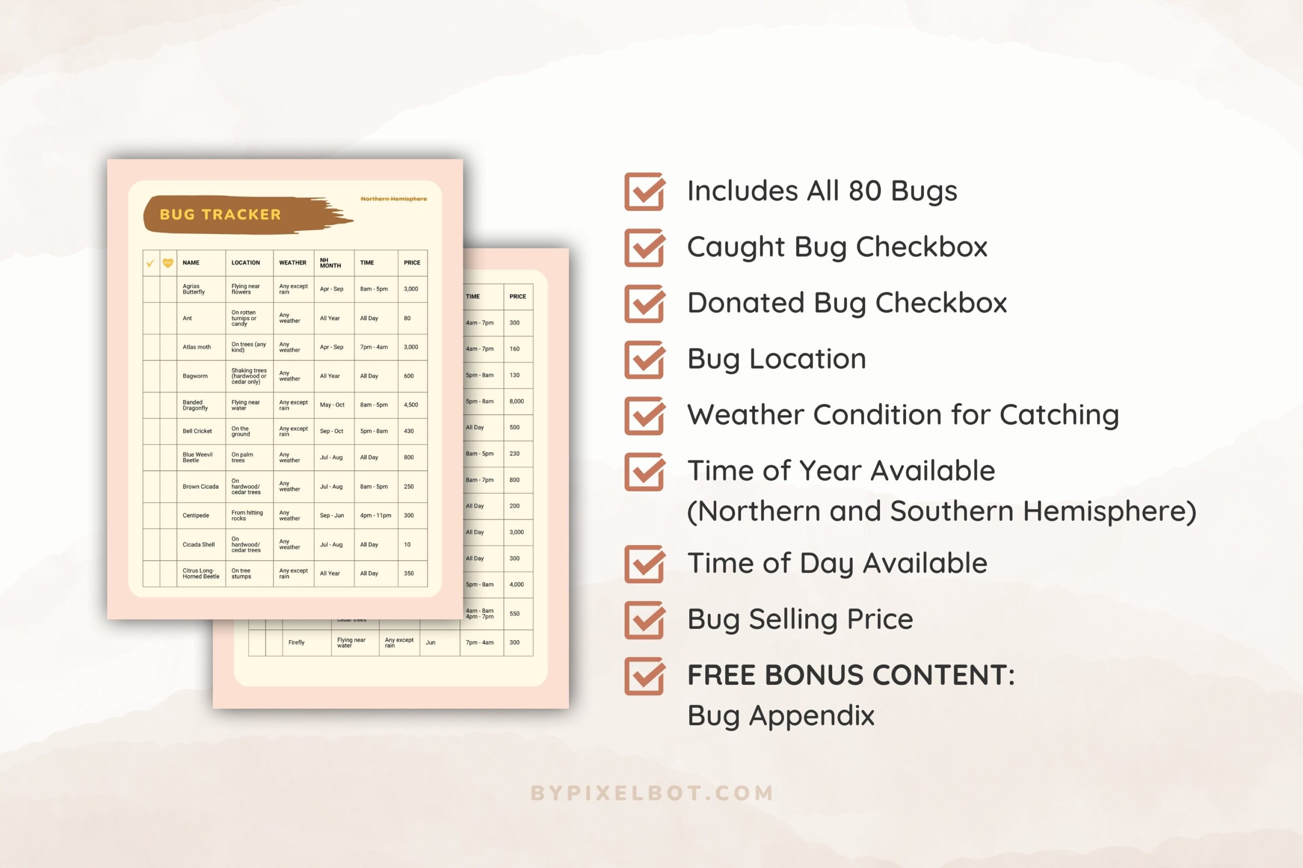 ACNH Critterpedia Checklist Fish Sea Creatures Bug Modern Animal Crossing New Horizons Printable Fillable PDF Digital Download Etsy