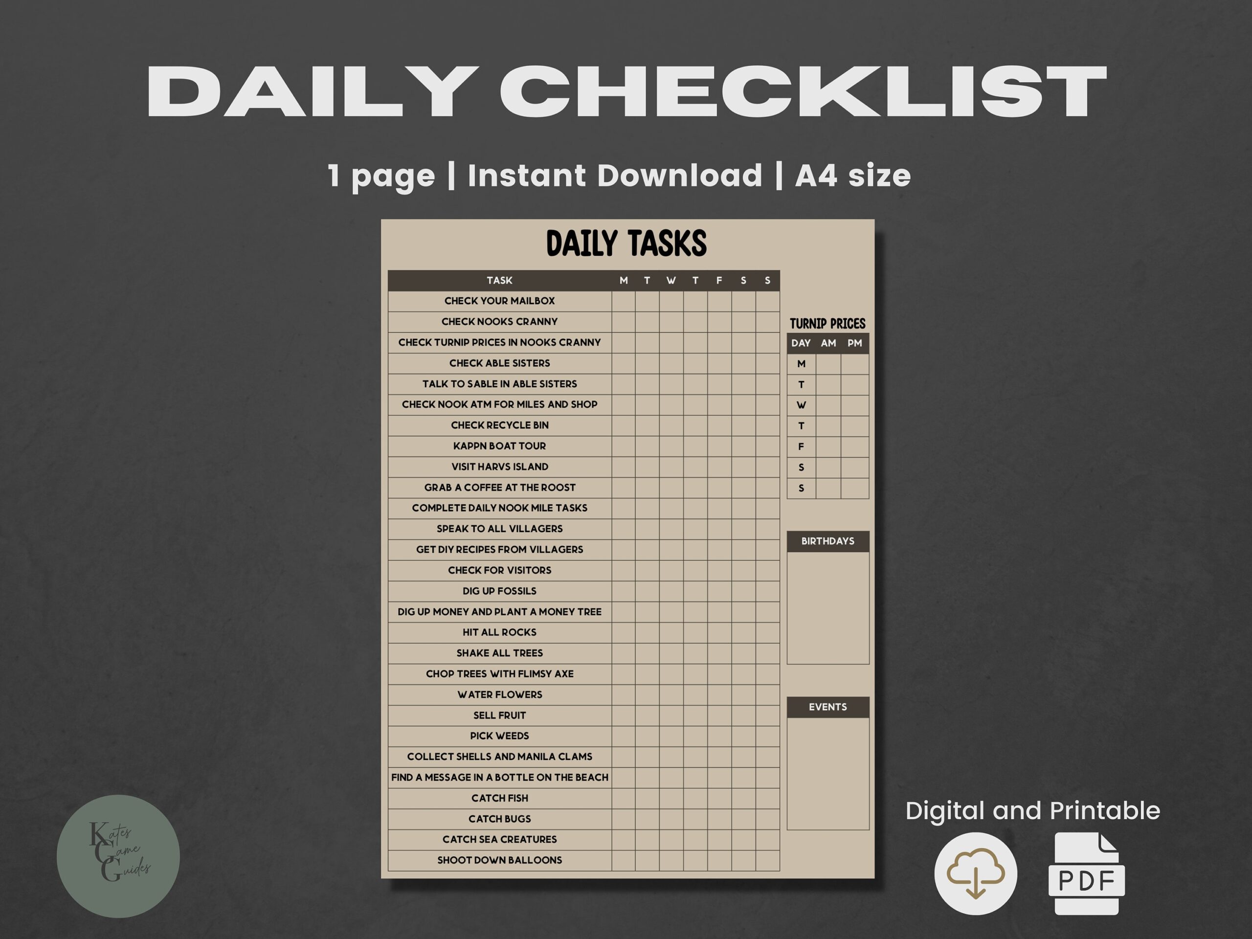 ACNH Daily Checklist 2 0 Update Daily Tracker To Do List Daily Guide Daily Chart Turnip Planner Daily Tasks Task Checklist Etsy