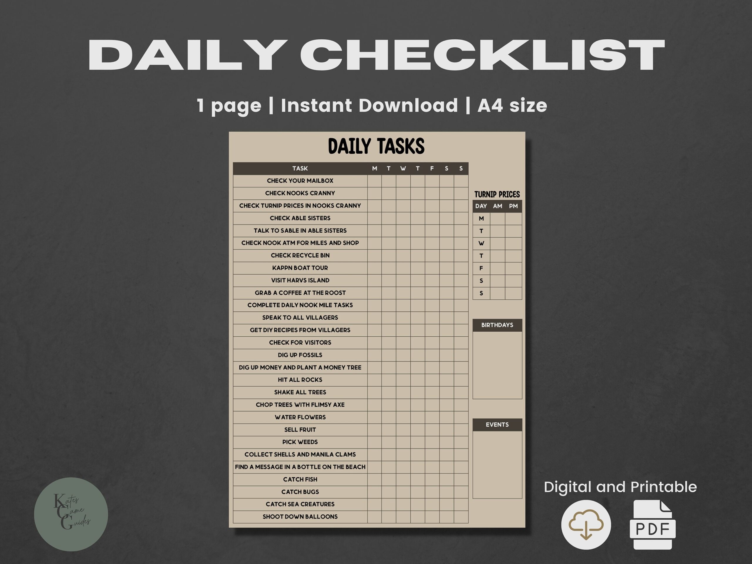 acnh diy checklist printable