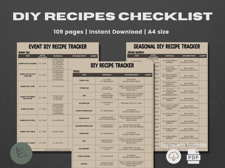 ACNH DIY Checklist 2 0 Update All Diy Recipes List Cooking DIY All Recipes Checklist Diy List Diy Guide Recipe Catalog Etsy
